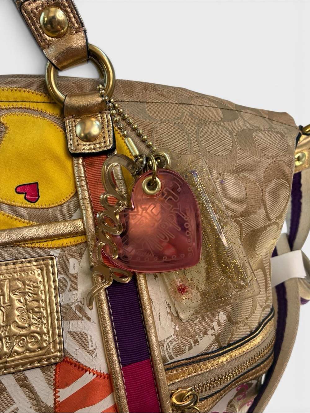Coach Poppy Signature Dome Satchel Multicolor Y2K Limited Edition Bag - Picture 3 of 11